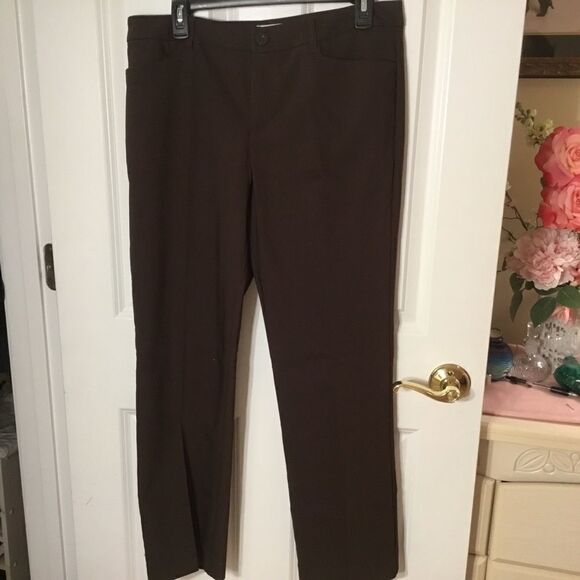 NWOT. Christopher Banks Women’s Sz 8S Brown Straight Leg Slacks - Picture 4 of 11